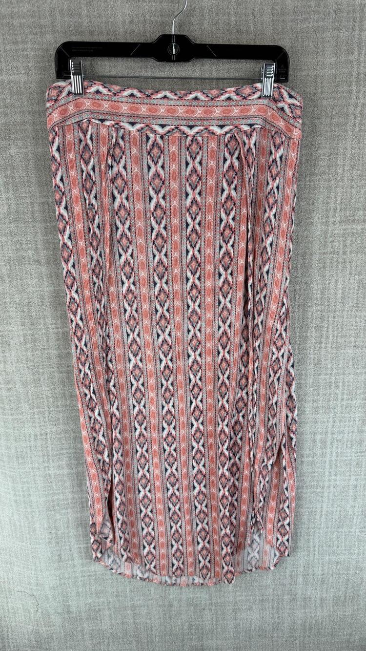 Faded Glory Skirt Womens L Pink Maxi Pull On Geometric Rayon Jersey Elastic